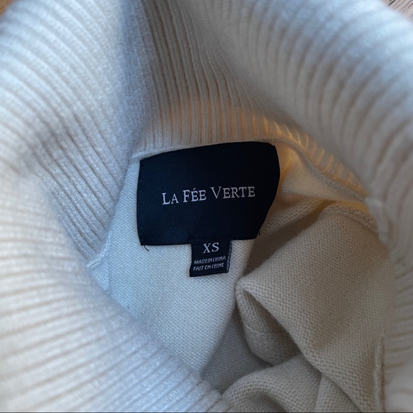 La Fee Verte Anthroplogie Long stretch ivory sweater turtleneck tunic - Picture 8 of 10